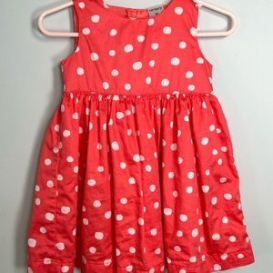 Carters Baby Girl Sleeveless Red Polka Dot Dress Size 9 Months